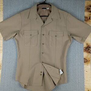 Flying Cross US Navy Originals Shirt Mens M Khaki Short Military Creased Dress